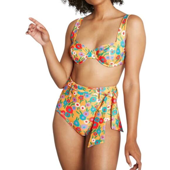 ModCloth NWT Greta 70’s Inspired Floral Print High-Waisted Bikini Bottom Size XL - Picture 14 of 14